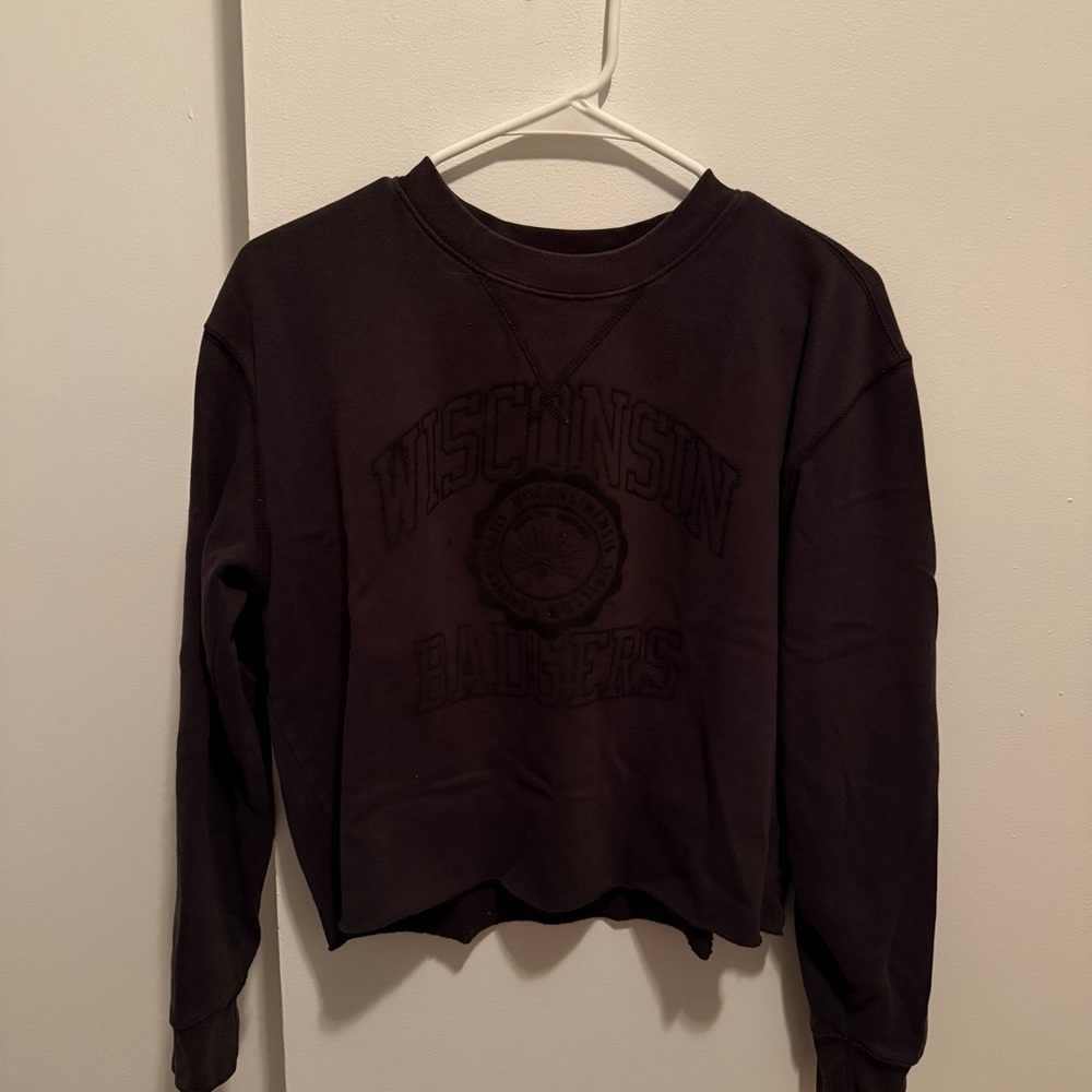 Wisconsin Badgers Black Crew Neck Sweater